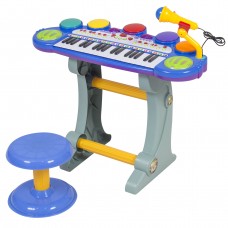 Best Choice Products Musical Kids Electronic Keyboard 37 Key Piano w/ Synthesizer, Stool, Records and Playbacks - Blue   